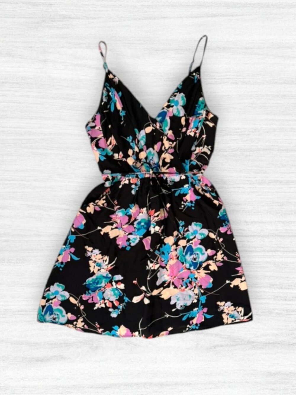 Yumi Kim Athena Silk Mini Dress Sweet Sunshine Floral Black Multicolor Zip S